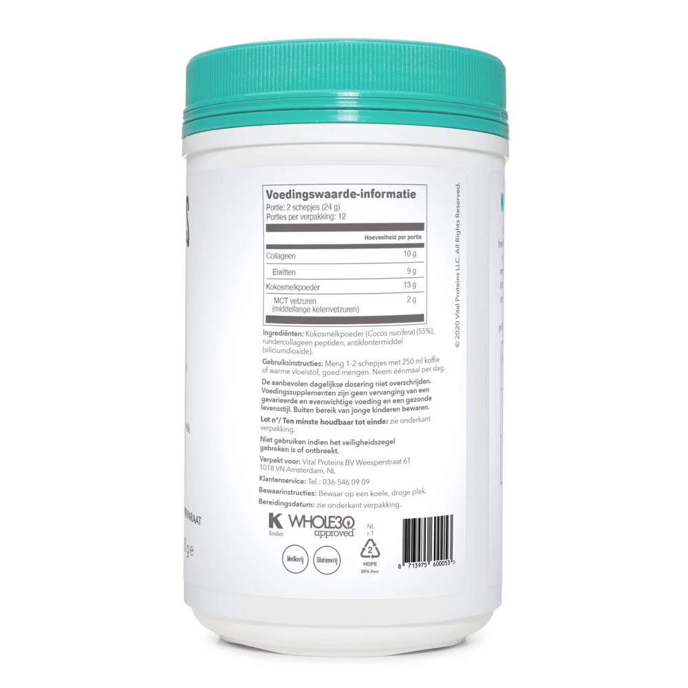 3x Vital Proteins Collageen Creamer Kokos 4 3x Vital Proteins Collageen Creamer Kokos - Afbeelding 2